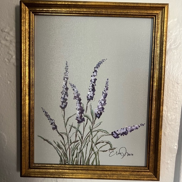 Lavender Floral Wall Art Frame Botanical Print Threshold Gold Rustic Cottagecore - Picture 1 of 3